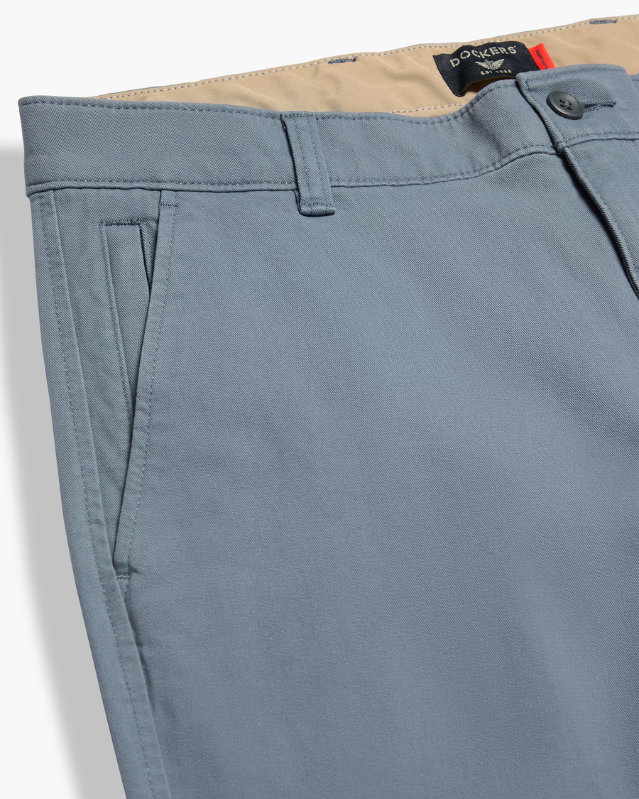 View of model wearing Folkstone Gray Ultimate Chino Pants with Smart 360 Flex™, Slim Fit.