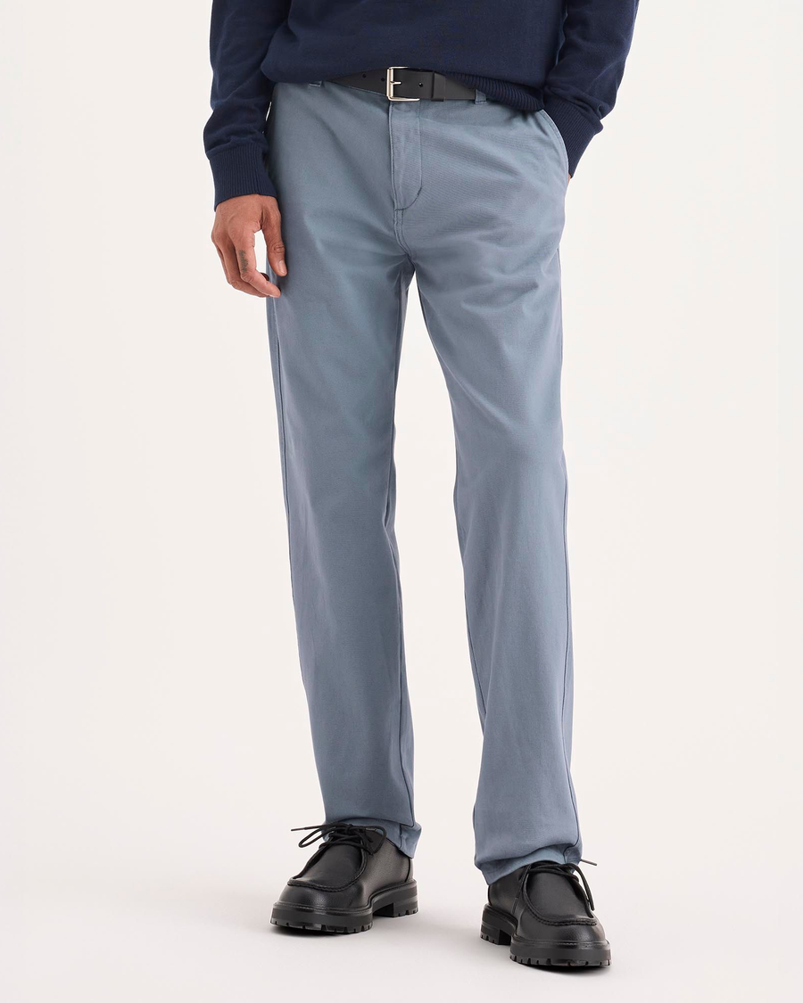 Front view of model wearing Folkstone Gray Ultimate Chino Pants with Smart 360 Flex™, Slim Fit.
