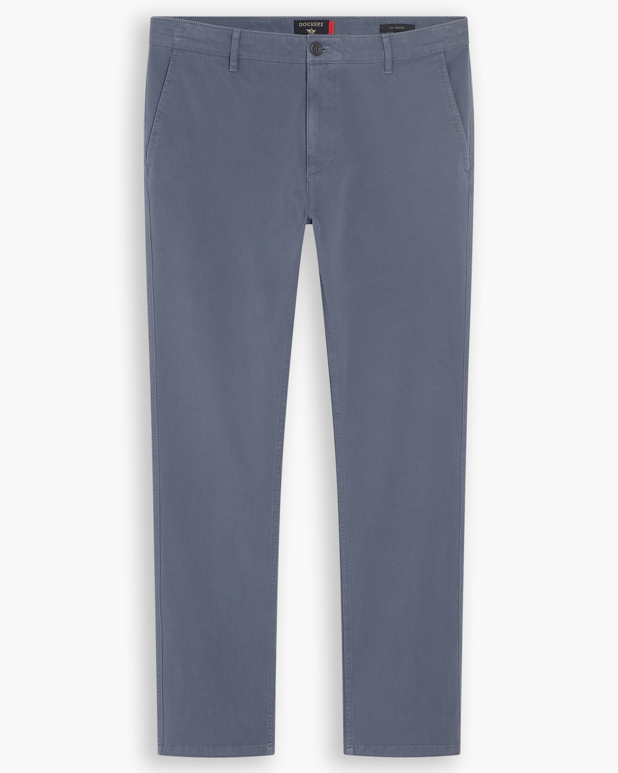 View of model wearing Folkstone Grey Essential Chino Pants, Slim Fit.