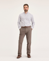 Front view of model wearing Fossil Crafted Khaki Pants, Slim Fit.