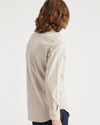 Back view of model wearing Grit Dyed Oxford Men's Slim Fit 2 Button Collar Shirt.