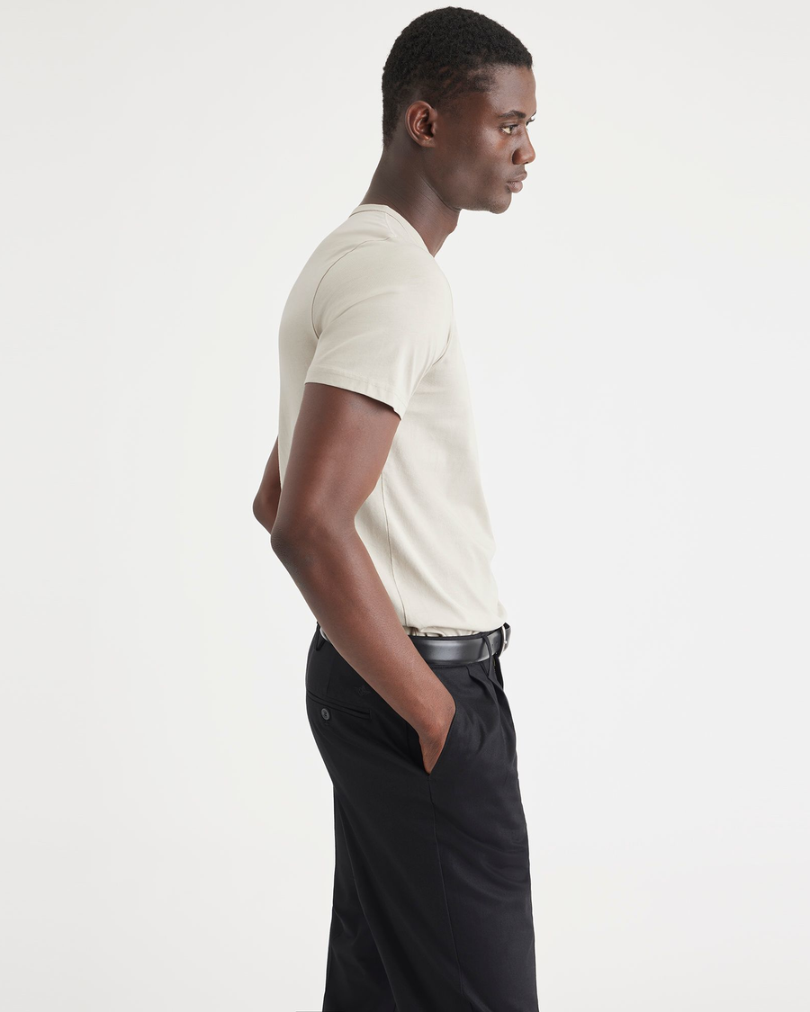 View of model wearing Grit Men's Slim Fit Icon Tee Shirt.