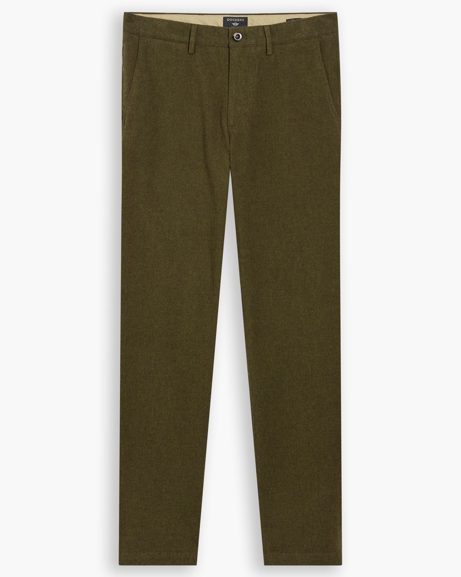 View of model wearing Hammond Crafted Khaki Pants, Slim Fit.