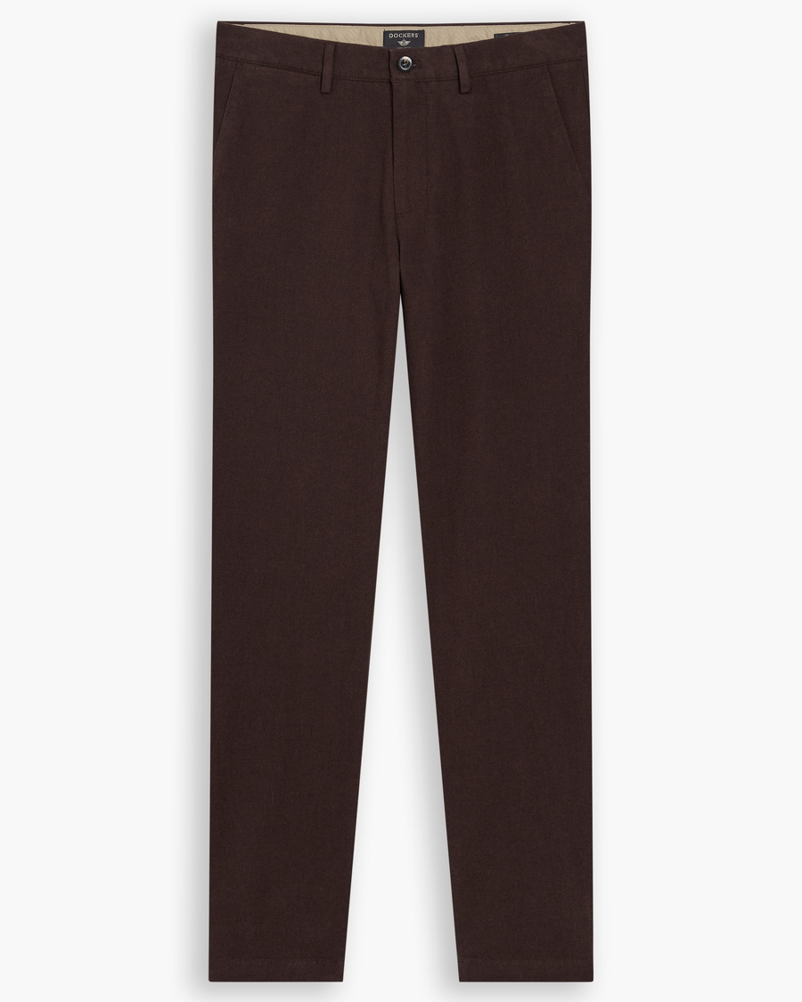 View of model wearing Hammond Mole Heather Crafted Khaki Pants, Slim Fit.