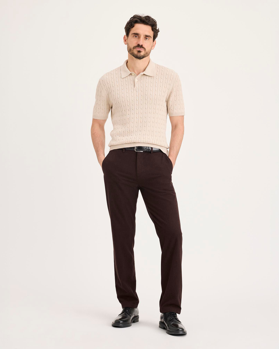 Front view of model wearing Hammond Mole Heather Crafted Khaki Pants, Slim Fit.