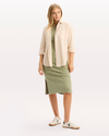 View of model wearing Hansen Peach Blush Relaxed Shirt.