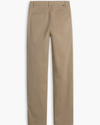 View of model wearing Harvest Gold Blake Chino Pants, High Straight Fit.