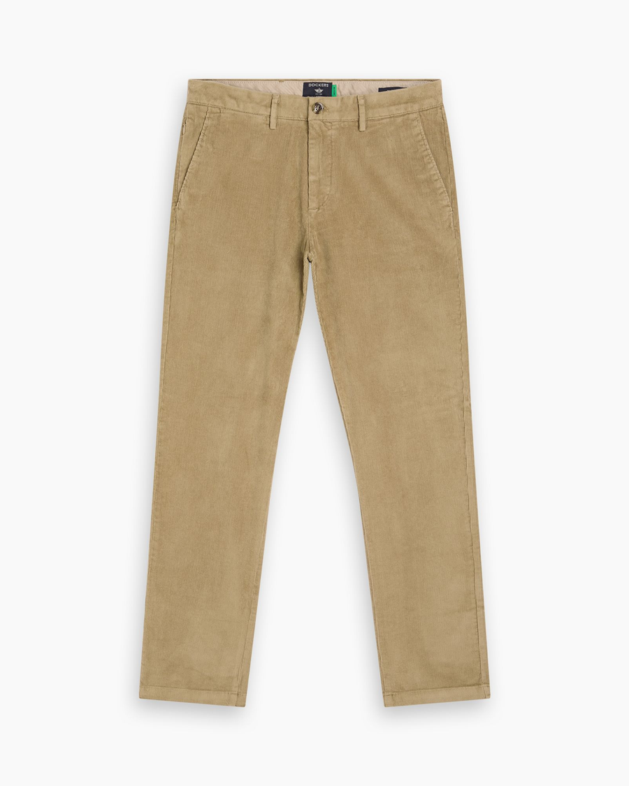 View of model wearing Harvest Gold Crafted Khaki Pants, Slim Fit.