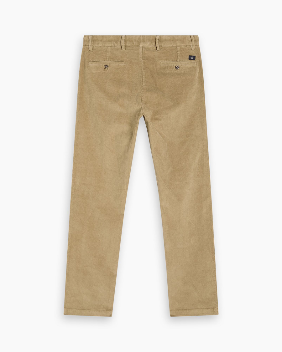 View of model wearing Harvest Gold Crafted Khaki Pants, Slim Fit.