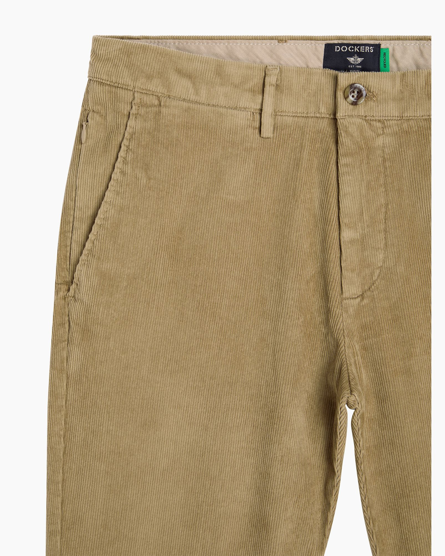 View of model wearing Harvest Gold Crafted Khaki Pants, Slim Fit.