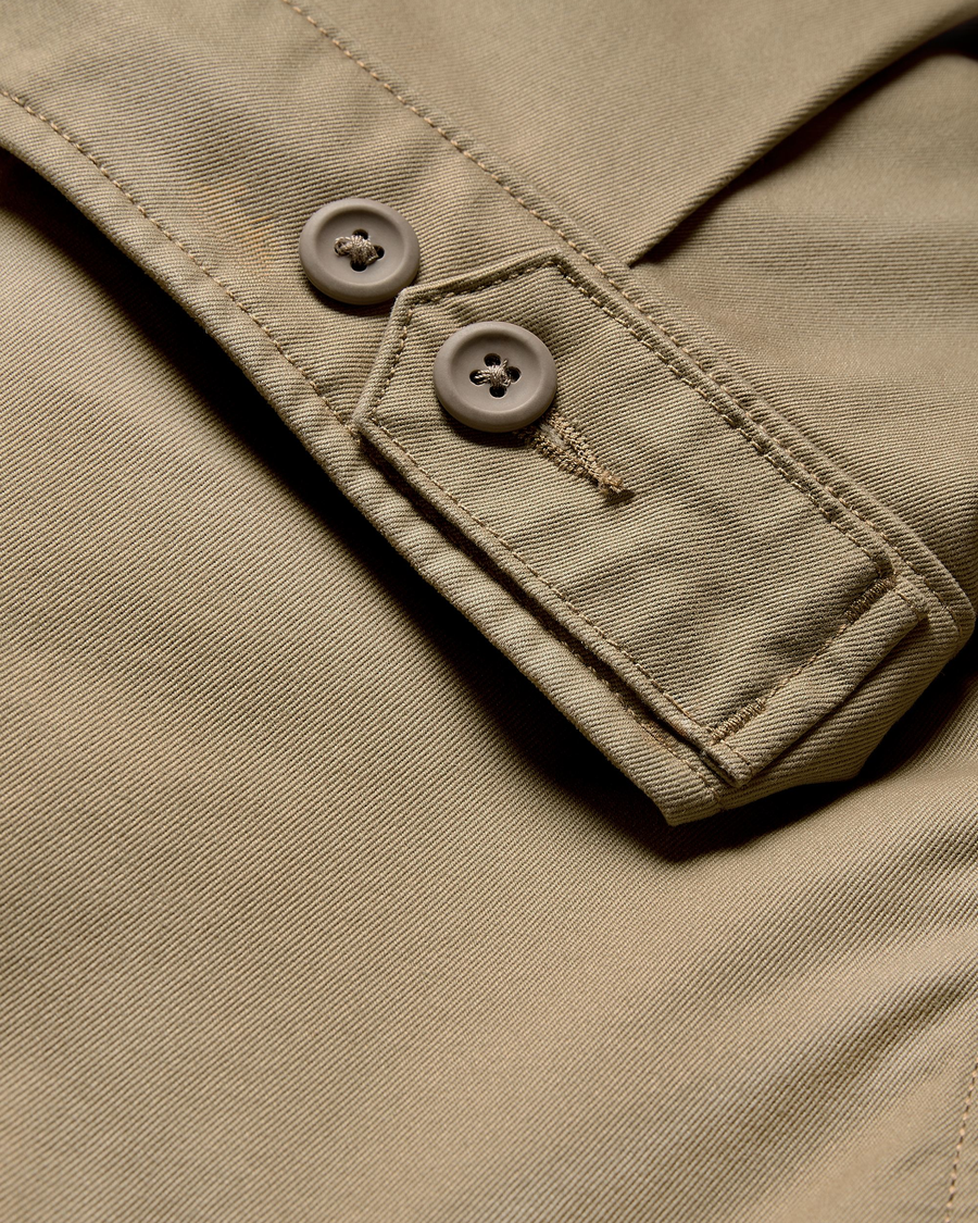 View of model wearing Harvest Gold Mechanic's Jacket, Regular Fit.