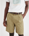 View of model wearing Harvest Gold Men's Classic Fit Original Pleated Shorts.