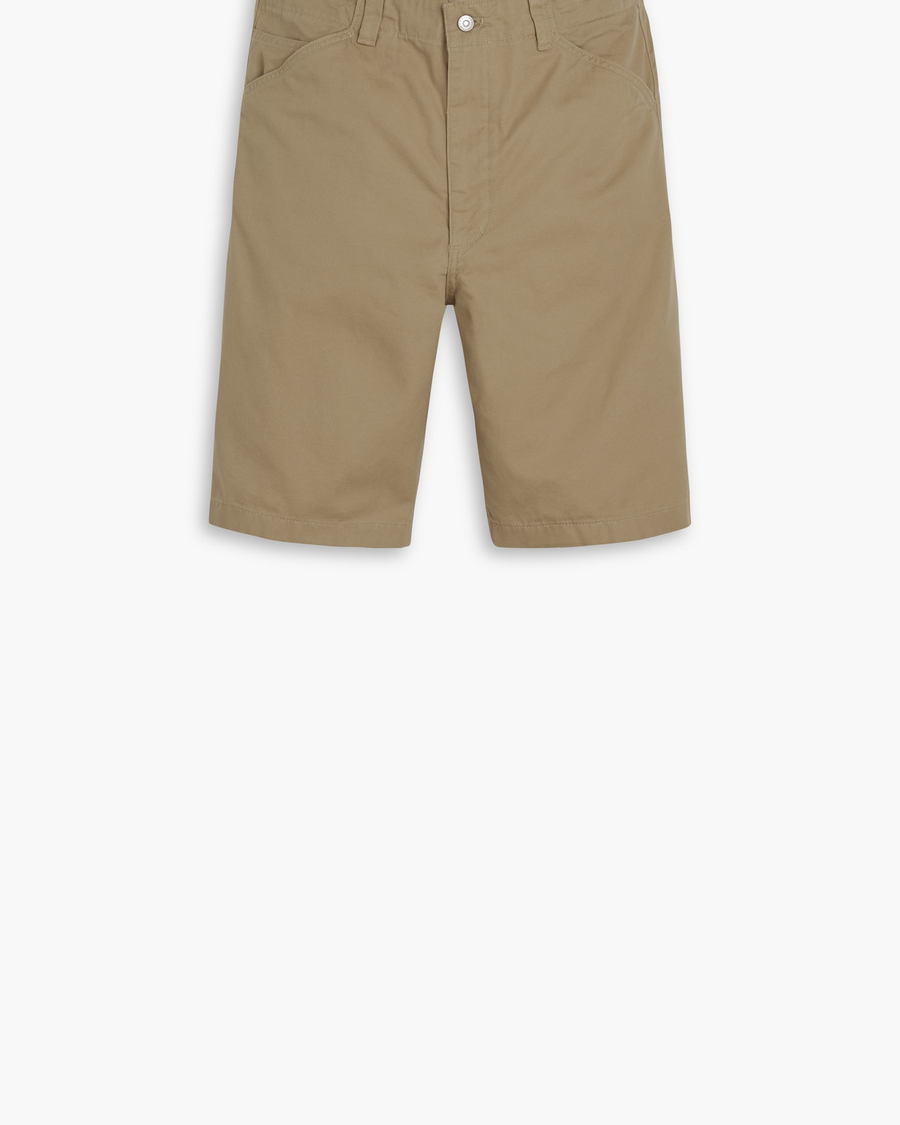 View of model wearing Harvest Gold Men's Loose Fit Eighty-Six Dock 10" Shorts.