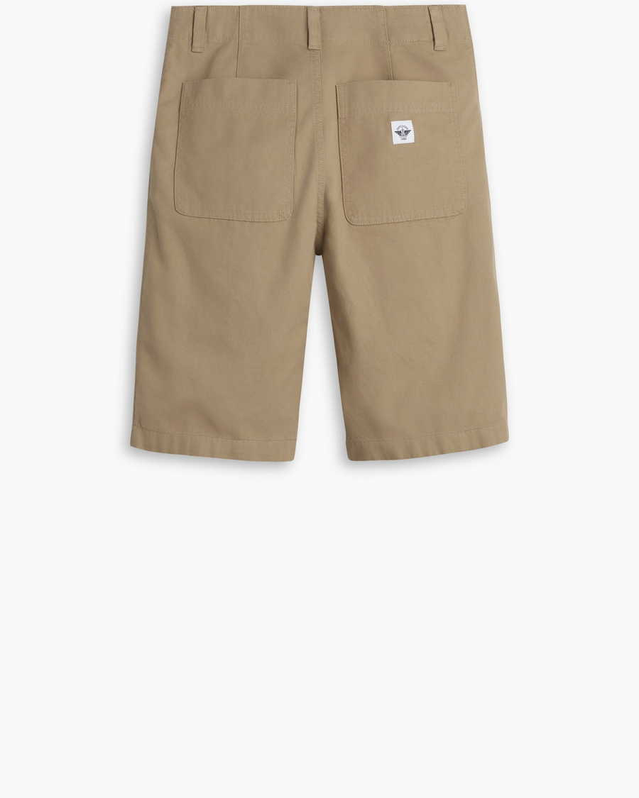 View of model wearing Harvest Gold Men's Loose Fit Eighty-Six Dock 10" Shorts.