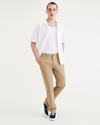 View of model wearing Harvest Gold Men's Slim Fit Smart 360 Flex California Chino Pants.