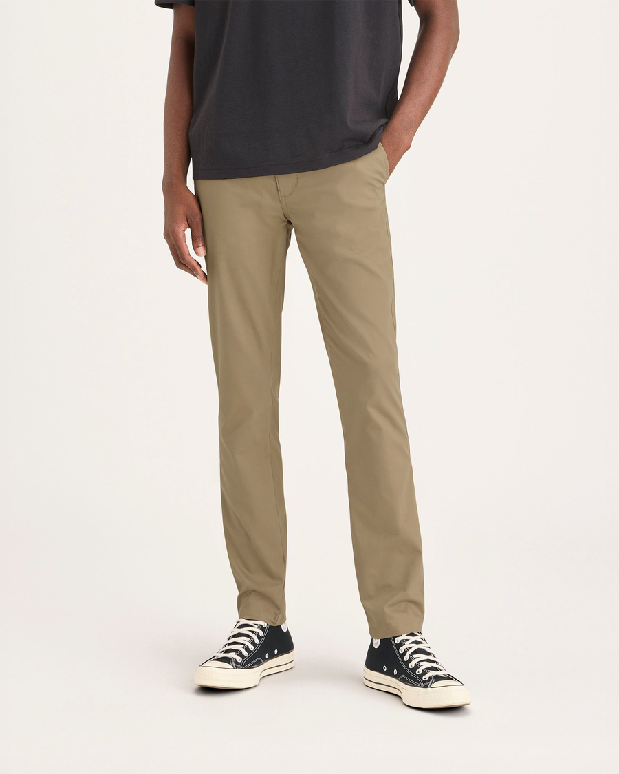 Front view of model wearing Harvest Gold Men's Smart 360 Flex Ultimate Chino.