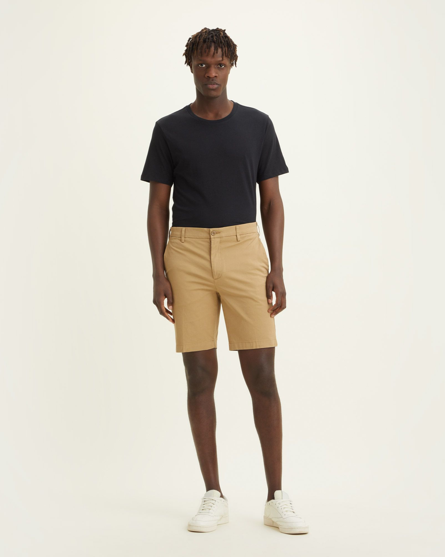 View of model wearing Harvest Gold Men's Supreme Flex Modern Chino Short.