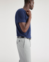 View of model wearing High-Rise Crafted Khaki Pants, Slim Fit.