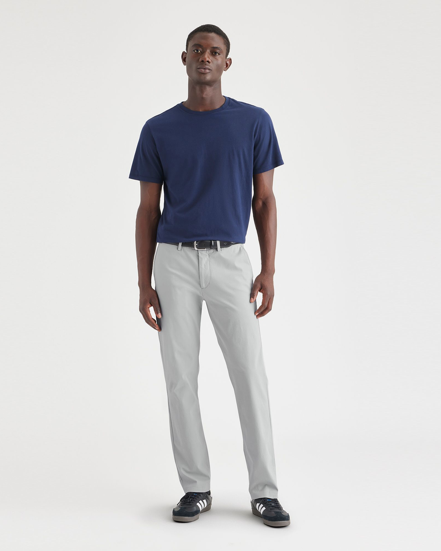 Front view of model wearing High-Rise Crafted Khaki Pants, Slim Fit.