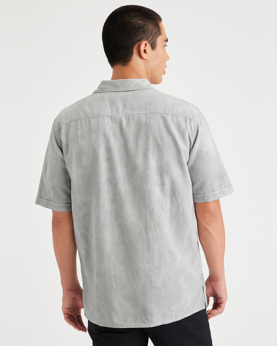 Back view of model wearing High-Rise Men's Regular Fit Camp Collar Shirt.