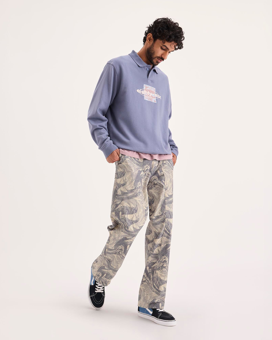 Front view of model wearing Ichabod Buttercream Eighty-Six Utility Pants, Loose Fit.