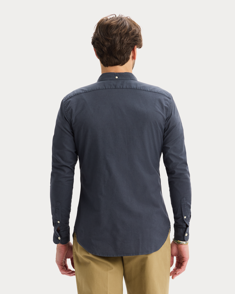 View of model wearing India Ink Oxford Shirt, Slim Fit.