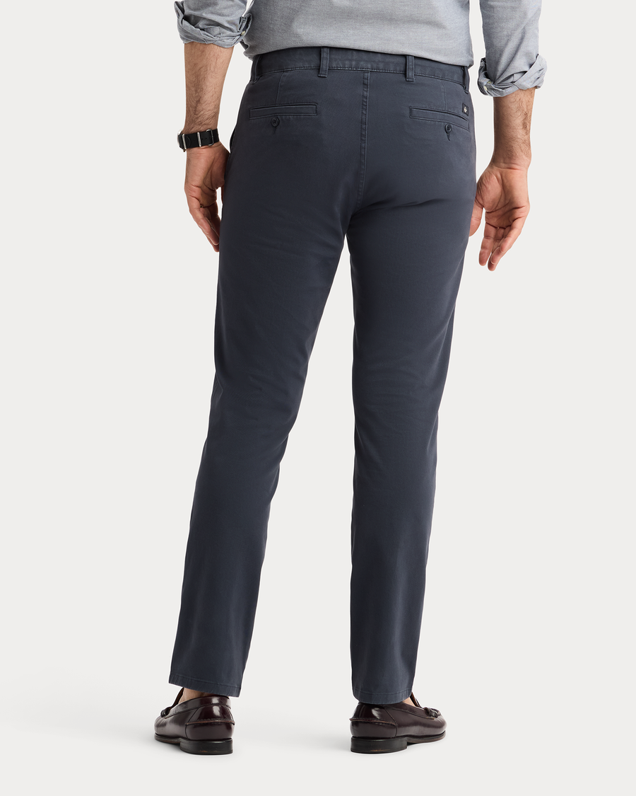 View of model wearing India Ink Ultimate Chinos, Slim Fit.
