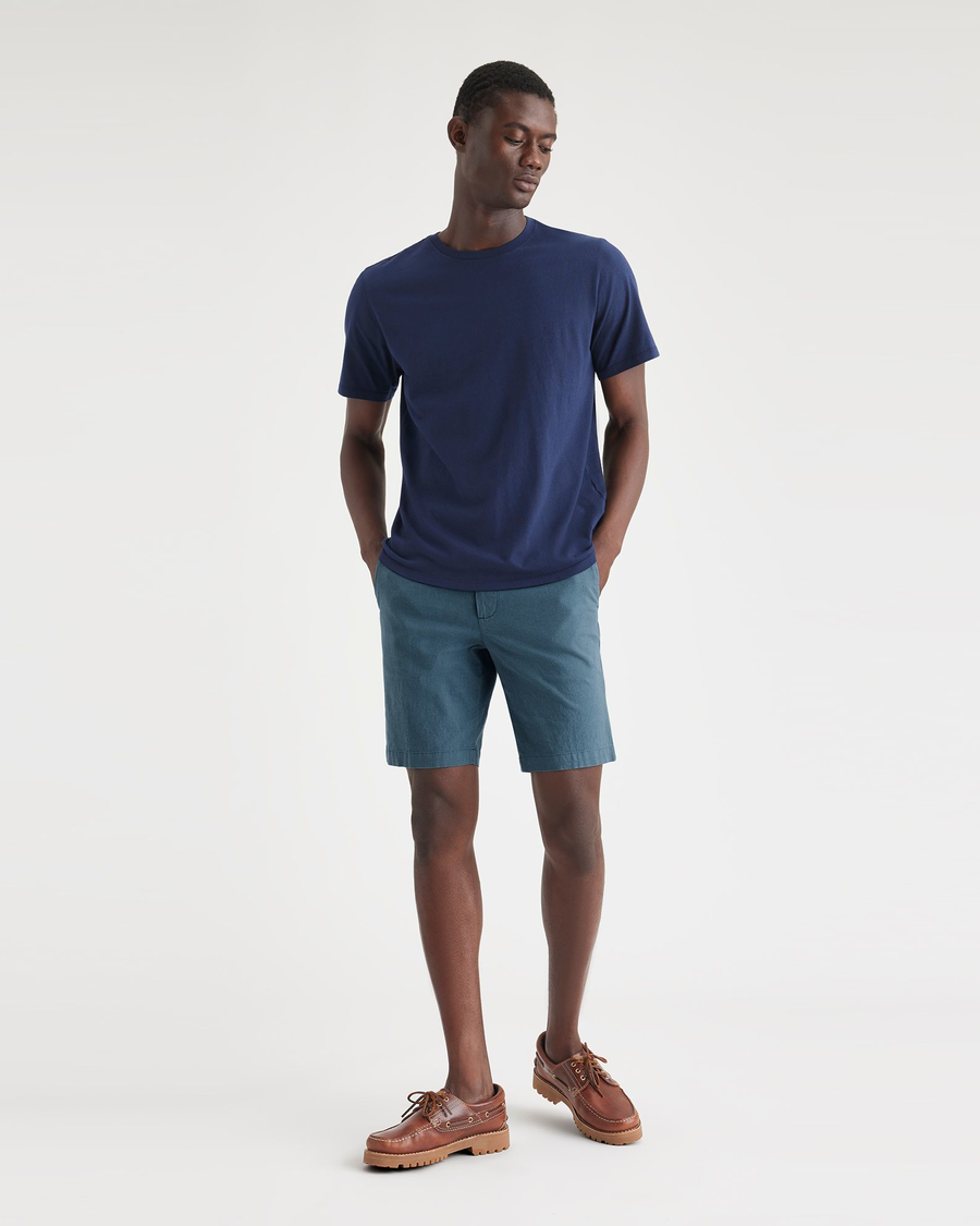 View of model wearing Indian Teal Men's Supreme Flex Modern Chino Short.