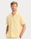 View of model wearing Italian Straw Camp Shirt, Regular Fit.