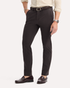 View of model wearing Licorice Crafted Khaki Pants, Slim Fit.