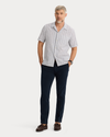 View of model wearing Lucent White Camp Shirt, Regular Fit.