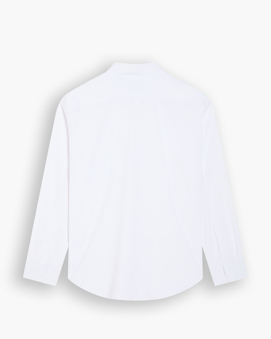 View of model wearing Lucent White Go Shirt Long Sleeve, Regular Fit.