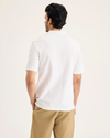 Back view of model wearing Lucent White Men's Slim Fit Original Polo Shirt.