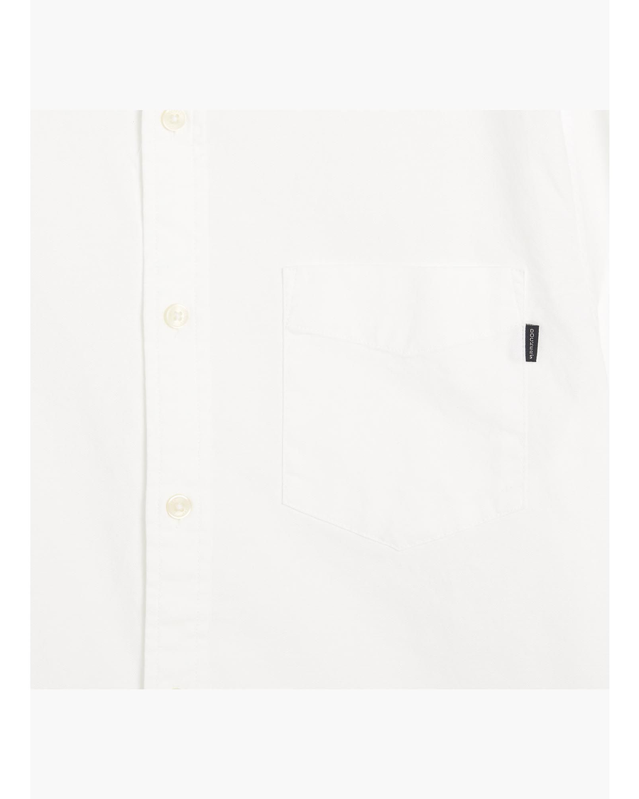 View of model wearing Lucent White Oxford Shirt, Slim Fit.