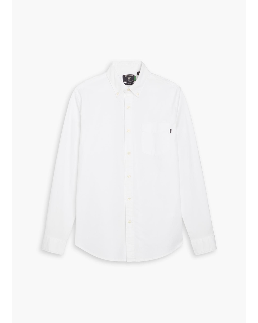 Front view of model wearing Lucent White Oxford Shirt, Slim Fit.