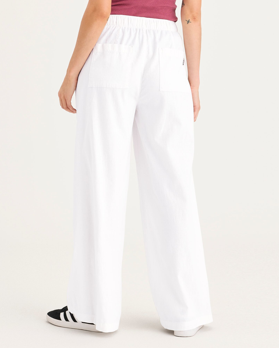 Back view of model wearing Lucent White Women's Drawstring Pants.