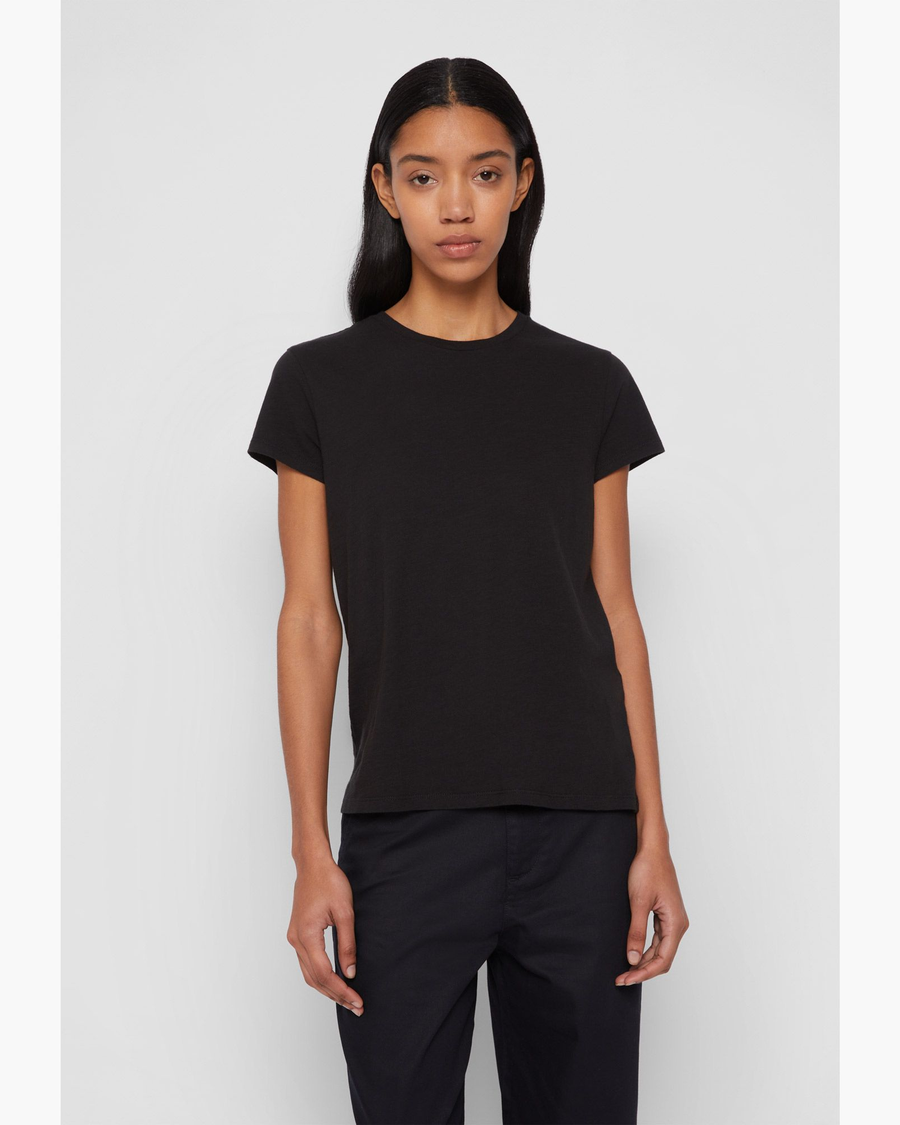 Front view of model wearing Mineral Black Favorite Tee Shirt, Slim Fit.