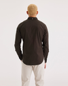 Back view of model wearing Mole Men's Slim Fit 2 Button Collar Shirt.