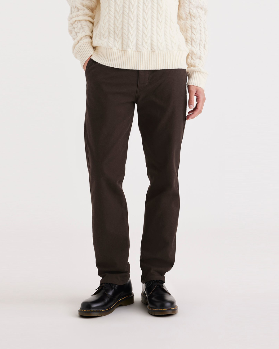 Front view of model wearing Mole Men's Slim Fit Original Chino Pants.