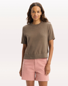Front view of model wearing Morel Sweater Tee, Regular Fit.