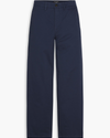 View of model wearing Navy Blazer Blake Chino Pants, High Straight Fit.
