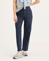 Front view of model wearing Navy Blazer Blake Chino Pants, High Straight Fit.