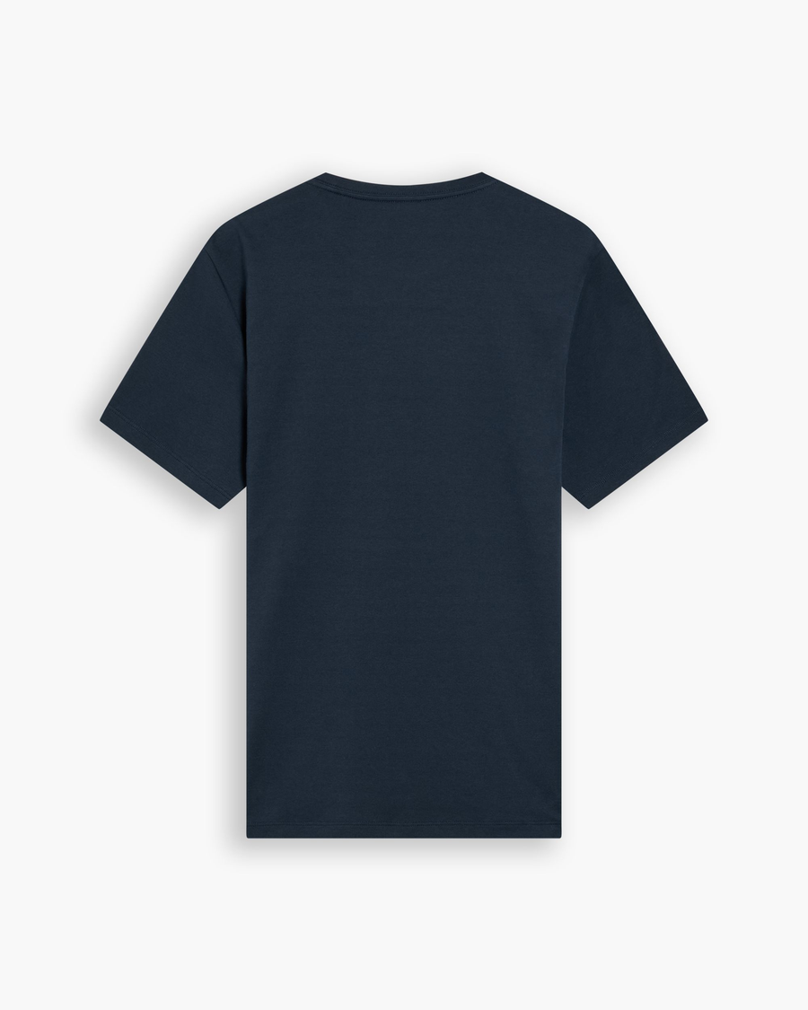 View of model wearing Navy Blazer Go Tee, Slim Fit.