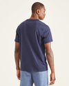 Back view of model wearing Navy Blazer Men's Slim Fit Icon Tee Shirt.