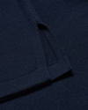 View of model wearing Navy Blazer Sweater Polo, Relaxed Fit.