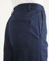 View of model wearing Navy Blazer Women's High Waisted Straight Fit Original Khaki Pants.
