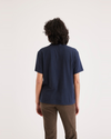 Back view of model wearing Navy Blazer Women's Regular Fit Crew Tee.