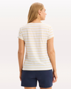 Back view of model wearing Nevin Italian Straw Favorite V-Neck Tee Shirt, Slim Fit.