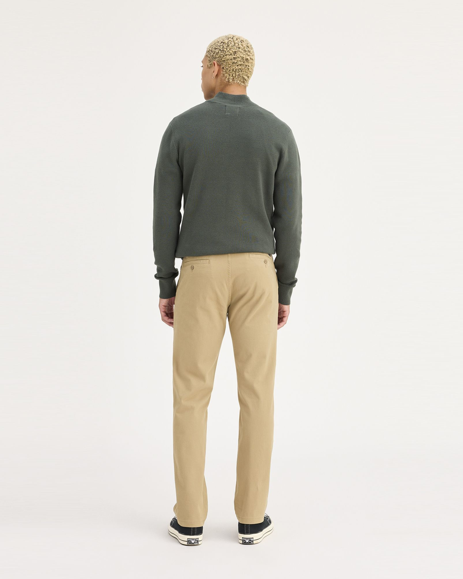 Back view of model wearing New British Khaki Ultimate Chinos, Slim Fit.
