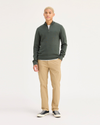 Front view of model wearing New British Khaki Ultimate Chinos, Slim Fit.